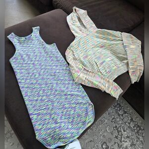 Bluenotes Multicolor Tank Dress and Hoodie Set